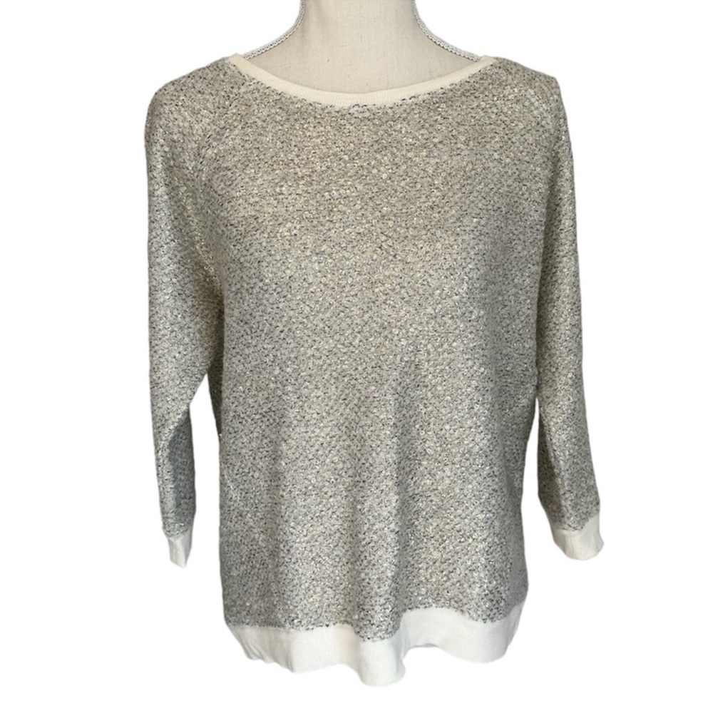 Anne Taylor Pull Over Sweater Texture 3/4 Length Sleeve Gold Women’s Size Medium